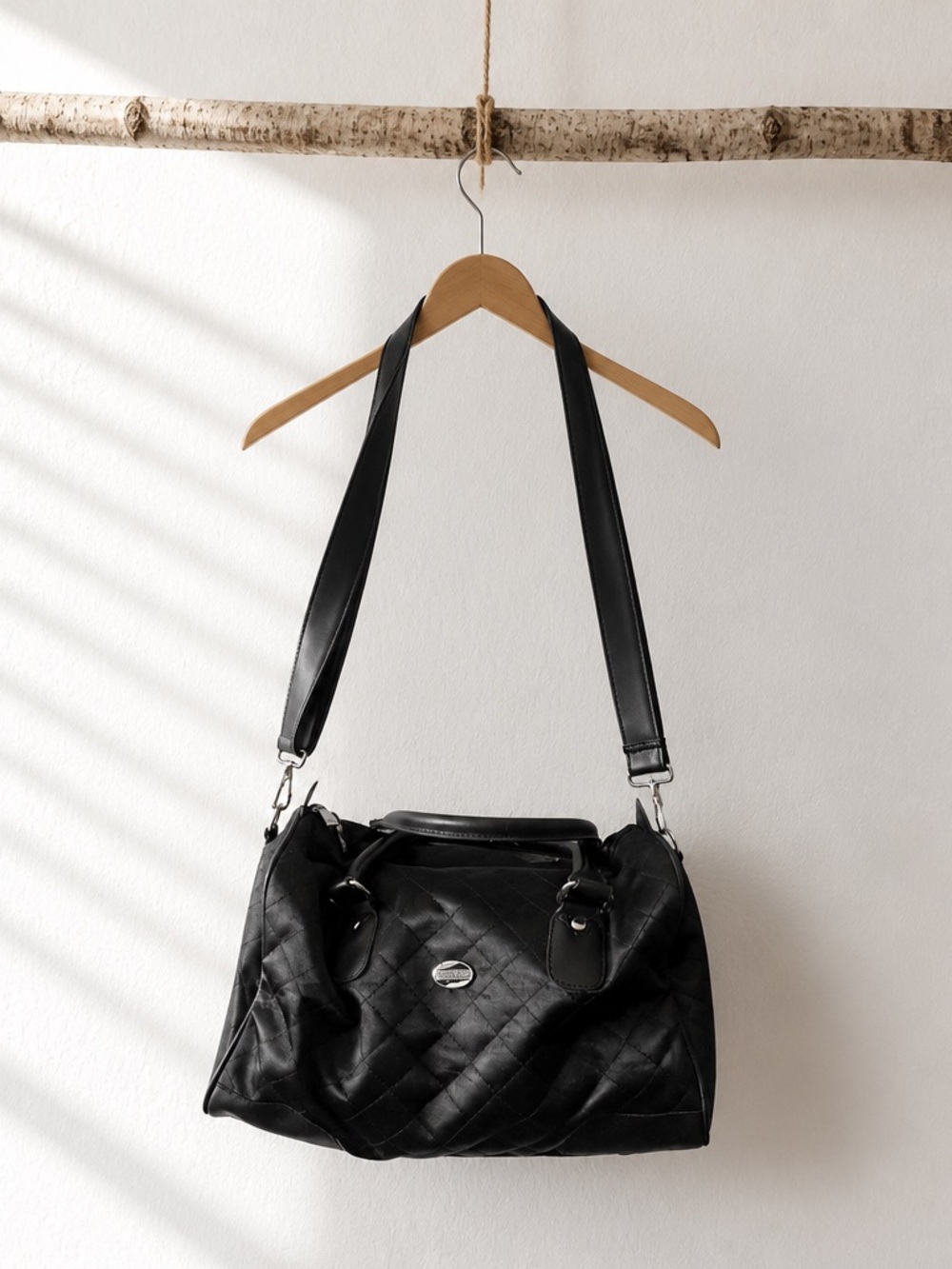 American Tourister Black Quilted Crossbody Bag Black
